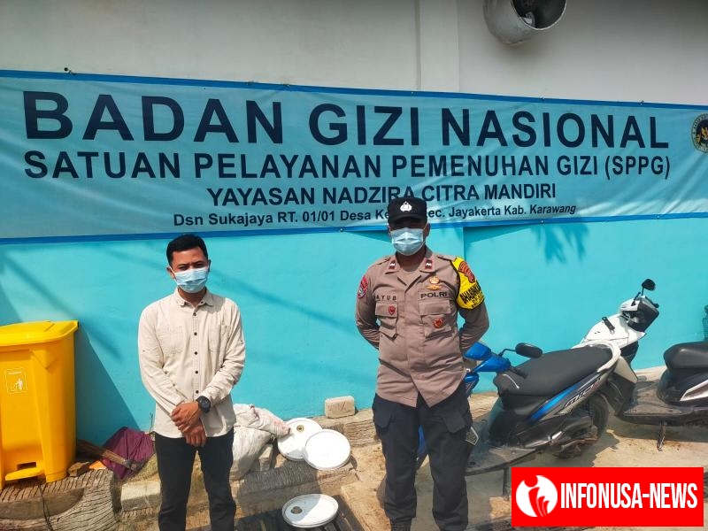Bhabinkamtibmas Polsek Rengasdengklok, Giat Patroli Sekaligus Monitoring Dapur SPPG Saung Gurame