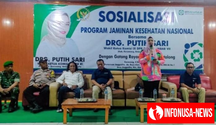Anggota Bhabinkamtibmas Polsek Klari Hadiri Kegiatan Wakil Ketua Komisi IX DPR RI drg. Putih Sari Sosialisasi Program BPJS Kesehatan