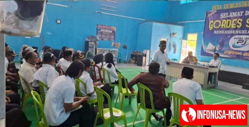 Hadiri minggon Desa, Bhabinkamtibmas Polsek Rengasdengklok, Sampaikan Himbauan Kamtibmas