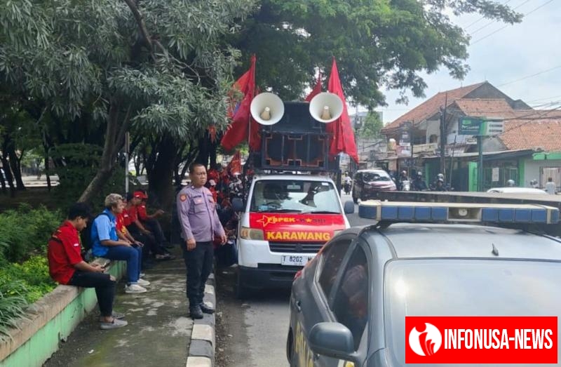 Polres Karawang Amankan Aksi Unjuk Rasa Serikat Buruh, UMK 2026 Naik 5,13%