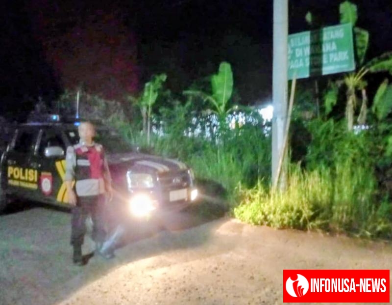 Personil Polsek Tegalwaru Giat Patroli Malam Monitor Jalan Sepi di Kampung Cipaga