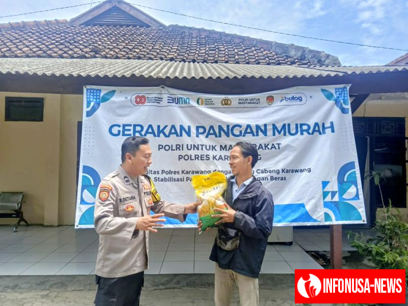 Kapolsek Tempuran Polres Karawang Sediakan Beras SPHP (Stabilitas Pasokan Dan Harga Pangan) Murah Untuk Masyarakat.