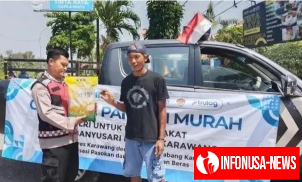 Bripka Satim Anggota Polsek Banyusari Kembali Sediakan Beras SPHP Murah Untuk Masyarakat