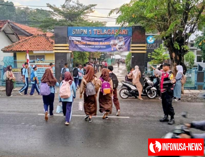 Pastikan Bebas Kemacetan, Bhabinkamtibmas Polsek Telagasari Lakukan Gatur Pagi