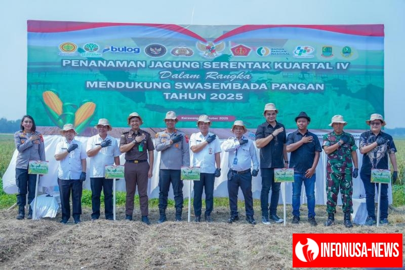 Dukung Swasembada Pangan Tahun 2025, Kapolres Karawang Hadiri Penanaman Jagung Serentak Kuartal IV