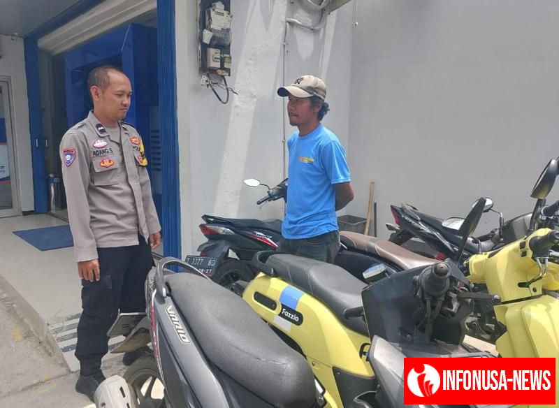 Anggota Polsek Tirtajaya melaksanakan Giat Cipta Kondisi KRYD di Bank BRI Unit Pisangsambo