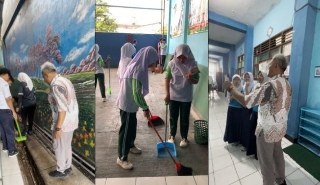 Semangat HUT ke-112, Siswa SMPN 9 Sukabumi Rawat Lingkungan dan Budayakan Literasi