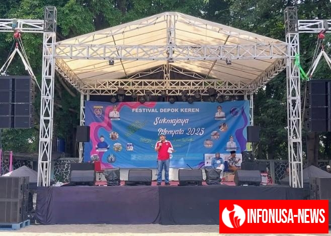Wakil Wali Kota Depok, Chandra Rahmansyah Sampaikan Dambutan pada Festival Depok Keren Sukmajaya Menyala 2025 di Taman Merdeka