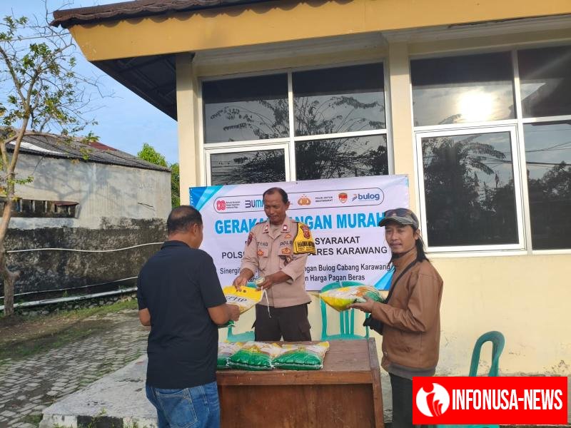 Polsek Batujaya Polres Karawang melaksanakan Kegiatan Gerakan Pangan Murah (GPM) untuk Masyarakat Kecamatan Batujaya di Mako Polsek Batujaya