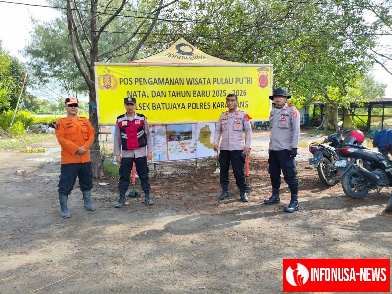 Upaya Giat Pengamanan Wisata dalam Rangka Operasi Kewilayahan Terpusat Lilin Lodaya Tahun 2025/2026 di Objek Wisata Pulau Putri Cikeong Batujaya