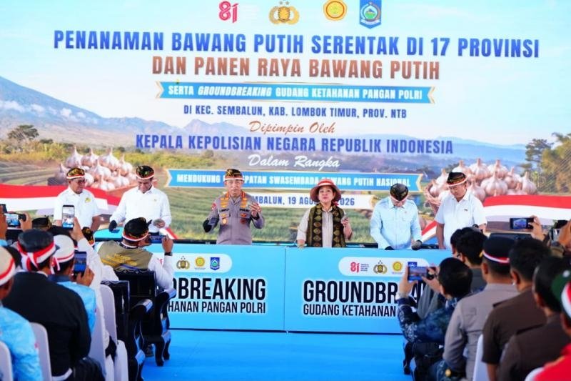 Polri Tanam Bawang Putih Serentak di 14 Polda, Potensi Panen Capai 2.795 Ton