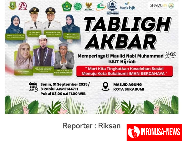 Tablig Akbar Tk. Kota Sukabumi Hadirkan Penceramah Ustad Solmed Bertempat di Masjid Agung
