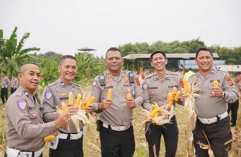 Budidaya Tanaman Jagung, Satlantas Polres Karawang Sukseskan Program Swasembada Pangan Nasional