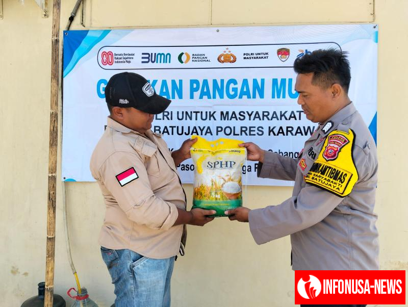 Polsek Batujaya Polres Karawang melaksanakan Kegiatan Gerakan Pangan Murah (GPM) di Mako Polsek Batujaya