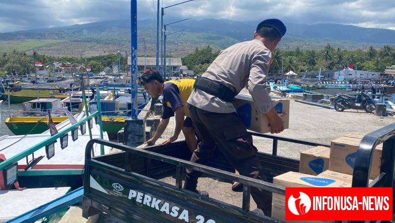 Ditpolairud Polda NTB Laksanakan Program Polisi Penolong di Lombok Timur, Bantu Ringankan Beban Nelayan.