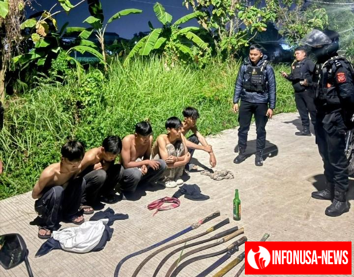 Sempat Melawan Petugas, Remaja Tawuran Bermodal Molotov dan Sajam Berhasil Diamankan Sat Samapta Polres Karawang