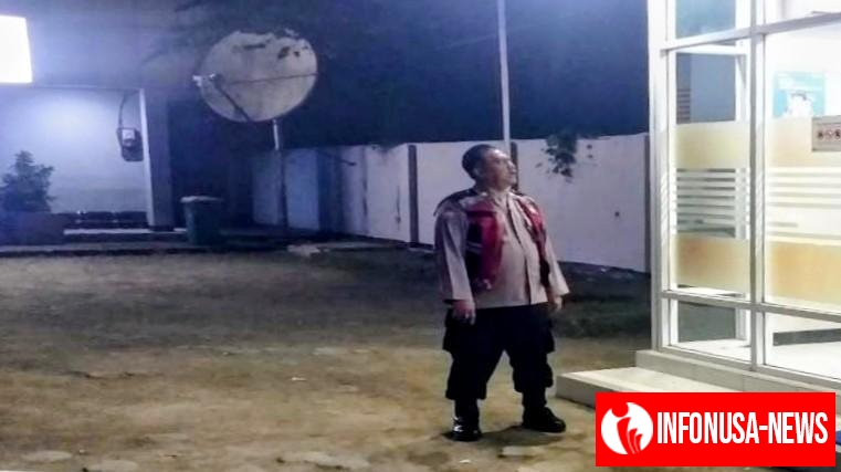 Kanit Sabhara Polsek Batujaya Cegah GU Kamtibmas di Bank BRI Unit Batujaya pada malam hari