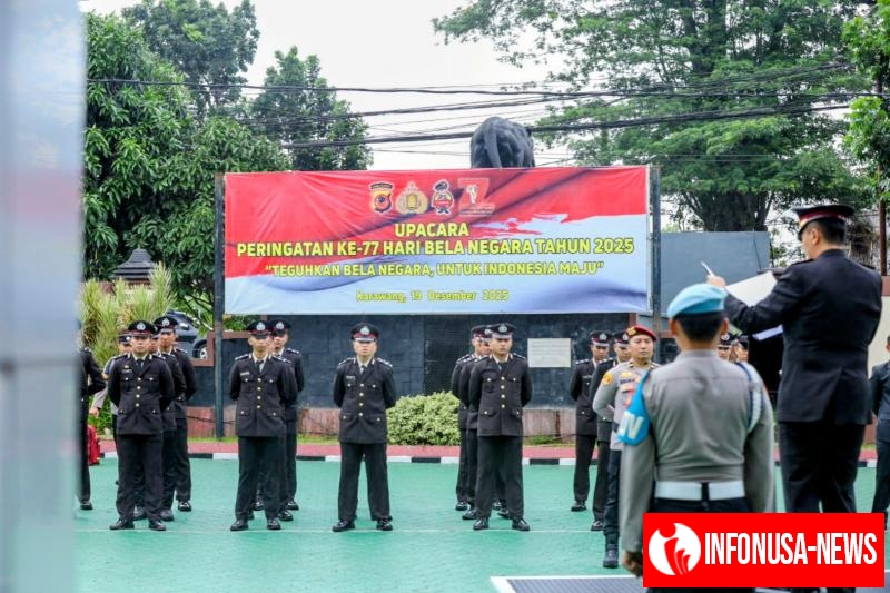 Polres Karawang Gelar Upacara Peringatan ke-77 Hari Bela Negara Tahun 2025