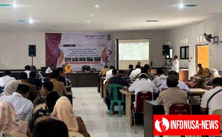 Personil Polsek Klari Menghadiri Kegiatan Pertemuan Konsultasi Masyarakat Terkait Kajian Sempadan Sungai Citarum