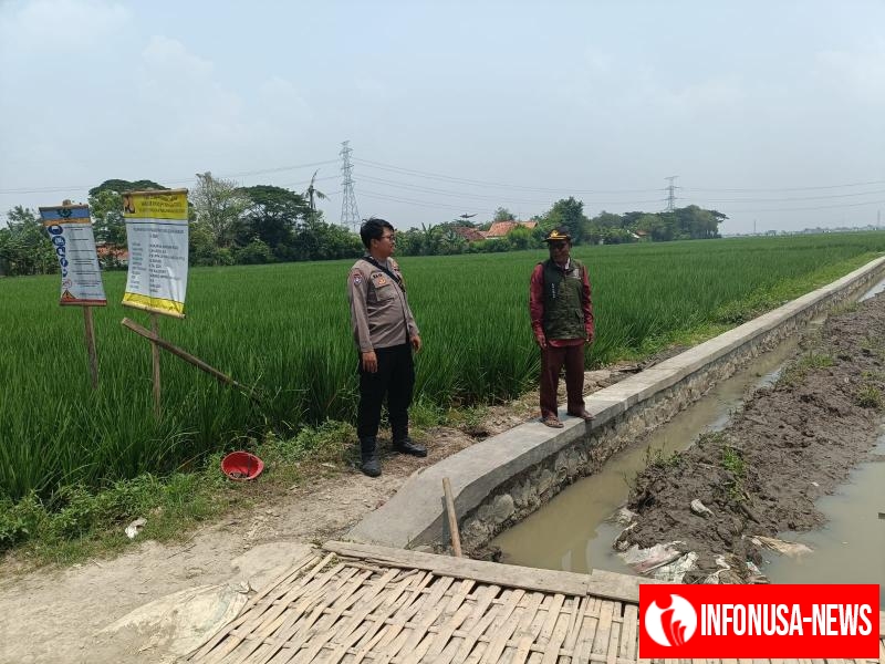 Bhabinkamtibmas Polsek Rengasdengklok Laksanakan Monitoring Pembangunan Turap P3A di Desa Waluya