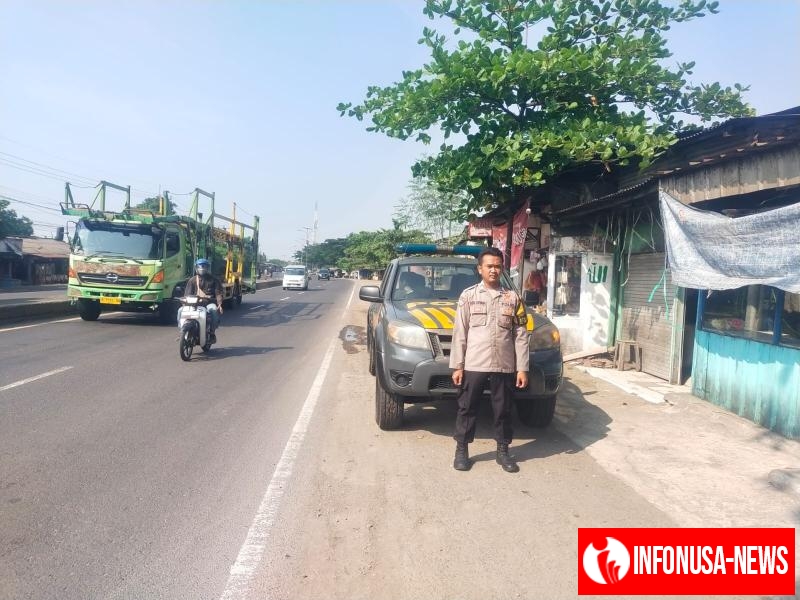 Cegah Guantibmas di Sore Hari Polsek Kotabaru Lakukan Patroli di Jalur Pantura