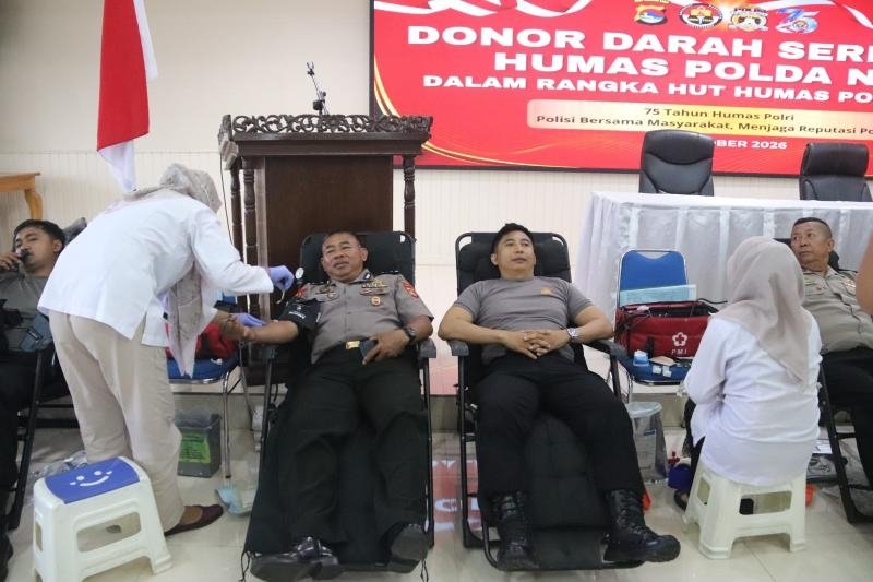 Peringati HUT Humas Polri ke-75, Polda NTB Gelar Donor Darah Serentak Targetkan 300 Lebih Kantong Darah