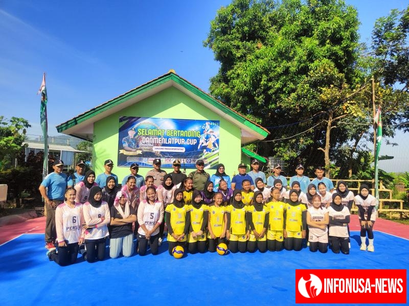 Personil Polsek Tegalwaru Giat Monitoring Kompetensi Bola Voli Putri di Mako Menlatpur