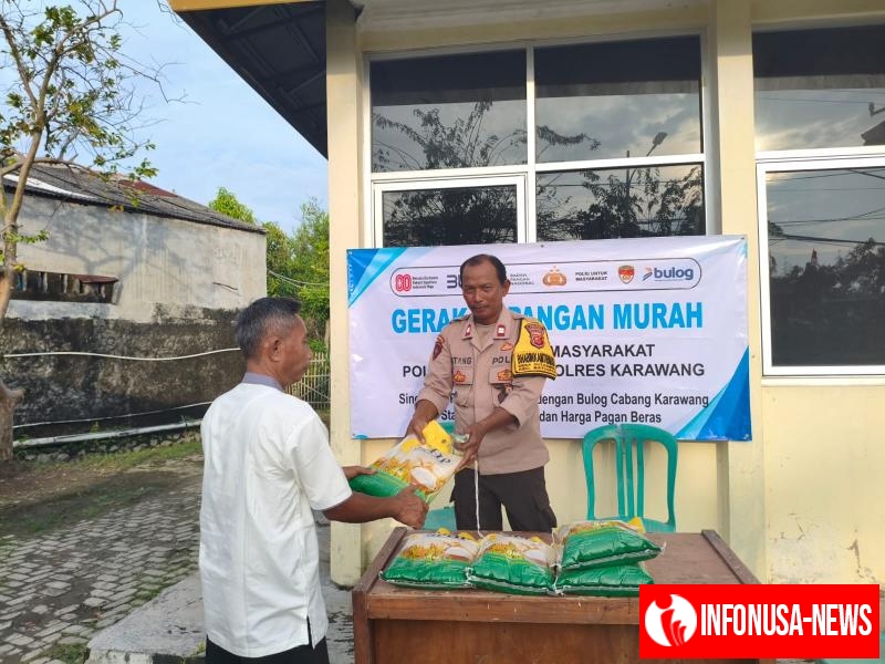 Polsek Batujaya Polres Karawang melaksanakan Kegiatan Gerakan Pangan Murah (GPM) di Mapolsek Batujaya