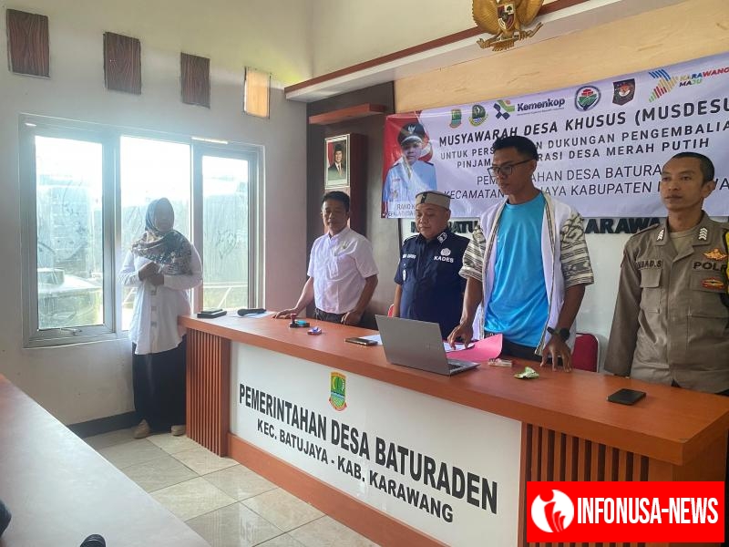 Bhabinkamtibmas Desa Baturaden Mengikuti Rapat Minggon tingkat Desa serta menyampaikan Arahan dan Himbauan Kamtibmas