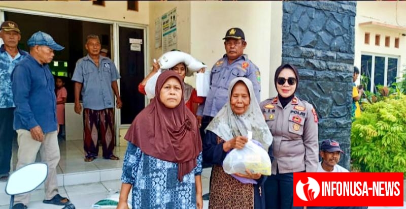 Panit Binmas Polsek Rengasdengklok, Monitoring Penyaluran Bantuan Pangan Nasional Tahun 2025 di Desa Kertajaya