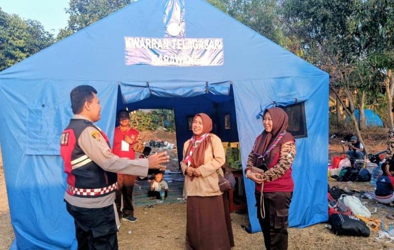 Polsek Telagasari Tinjau Area Perkemahan Jambore Ranting Telagasari, Sampaikan Imbauan Kamtibmas
