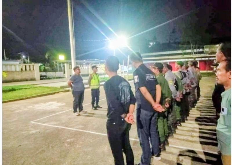 Kapolsek Pangkalan Bersama Unsur Dua Pilar Gelar Apel Malam Perekat KRYD Antisipasi Gangguan Kamtibmas