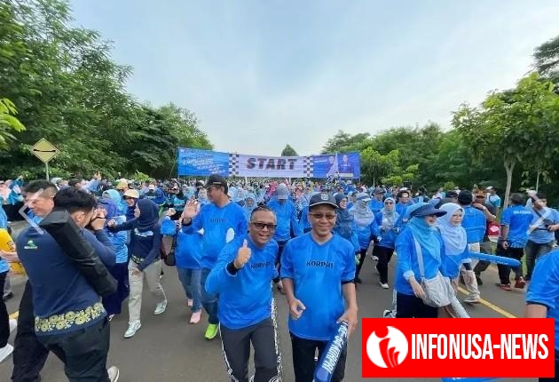 Ratusan ASN Tampak Antusias Ikuti Gerak Jalan dan Senam Meriahkan Acara Puncak HUT KORPRI dan DWP Tingkat Depok 2025