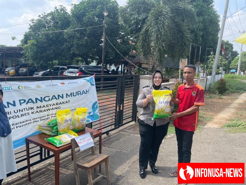 Polsek Kotabaru Menggelar Gerakan Pangan Murah Menjual Beras Bulog SPHP