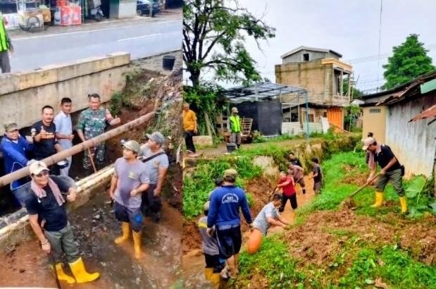Respons Cepat Hadapi Dampak Hujan, Kades Purwasari Turun Langsung Gotong Royong Bersama Warga