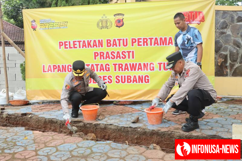 Kapolres Subang Pimpin Peletakan Batu Pertama Pembangunan Prasasti Lapangan Tatag Trawang Tungga di Mapolres Subang