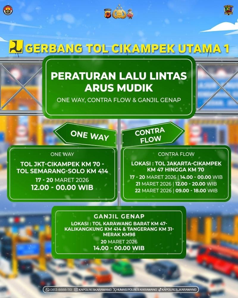 Polres Karawang Sosialisasikan Rekayasa Lalu Lintas Arus Mudik di Tol Cikampek