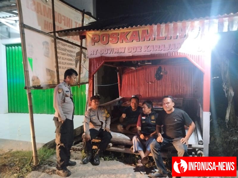Jalin Silaturahmi, Patroli Polsek Rengasdengklok Sambangi Petugas Ronda.