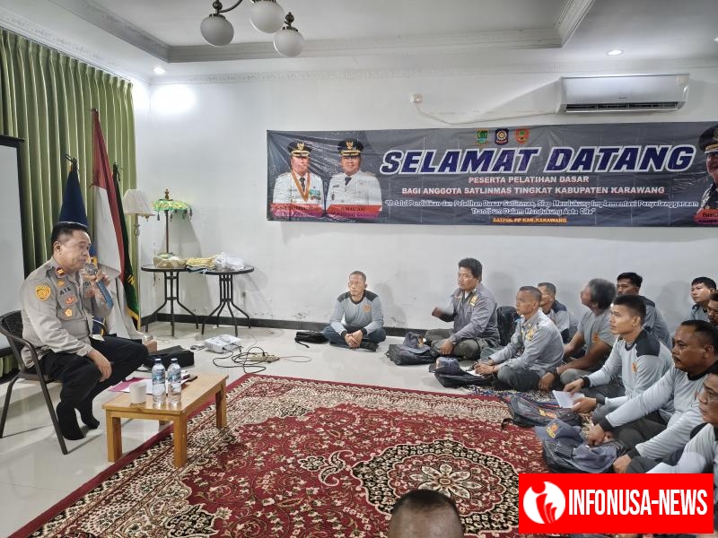 Kapolsek Tegalwaru Giat Edukasi Pelatihan Linmas Se-Kabupaten Karawang di Desa Mekarbuana