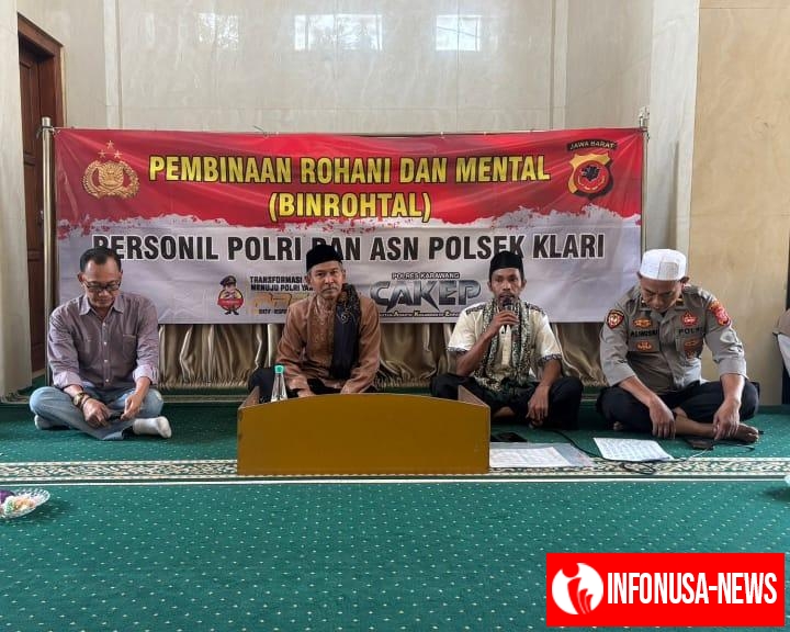 Polsek Klari Gelar Binrohtal, Perkuat Keimanan dan Mental Personel untuk Pelayanan Lebih Humanis
