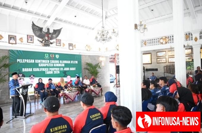 Bupati Kuningan H. Dian Rachmat Yanuar Lepas Kontingen Atletik Menuju BK Porprov XV Jabar, Targetkan Lolos Semua