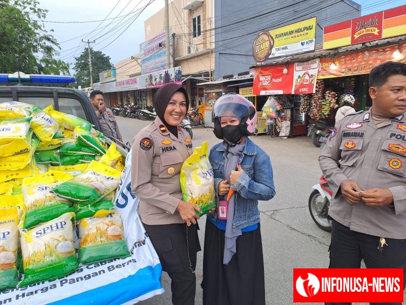 Polsek Purwasari Polres Karawang Sediakan Beras Murah Untuk Masyarakat Guna Meringankan Beban Pangan Masyarakt