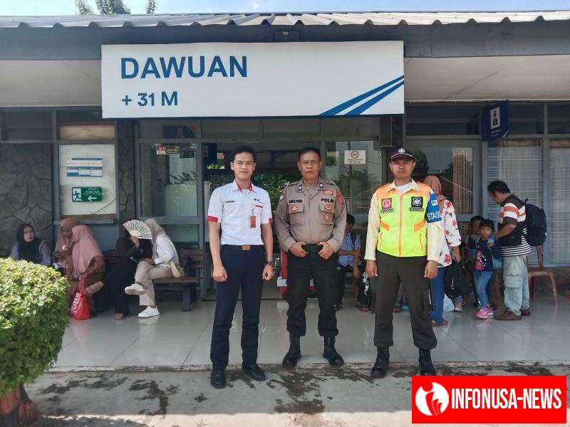 Polsek Cikampek PAM di Stasiun Dawuan Cikampek, Antisipasi Gukantibmas Nataru 2025