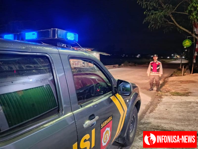 Personil Polsek Tegalwaru Patroli Dinihari Monitoring Jalan Kampung Munjul di Desa Cintaksana