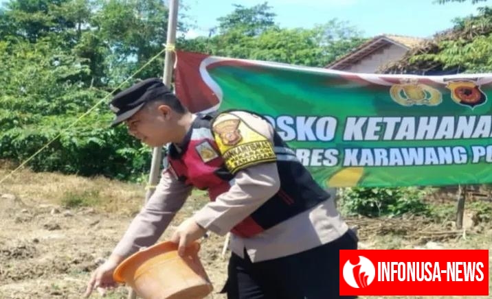 Upaya Sinergitas Polri Bersama Warga Desa Gempol Kecamatan Banyusari Melaksanakan Penanaman Pohon Jagung