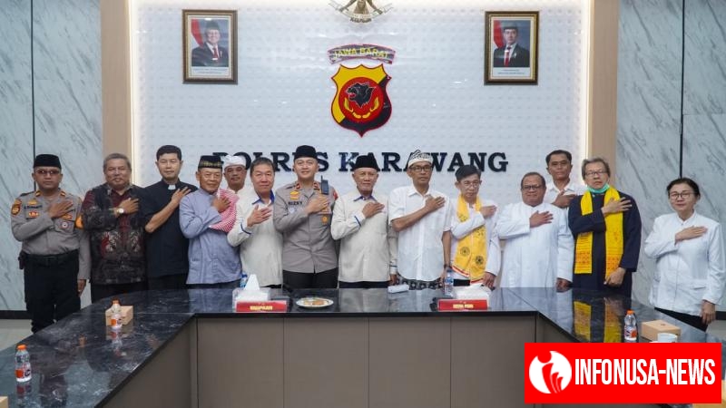 Polres Karawang Bersinergi Dengan Tokoh Lintas Agama Wujudkan Kondusifitas Dengan Doa Bersama