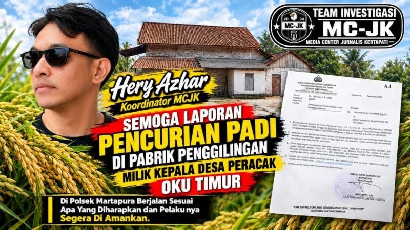Pabrik Penggilingan Padi Kades  Peracak Oku-Timur MCJK Harap Polsek Martapura Serius Tindak Lanjutkan Laporan