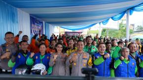 Polres Karawang Kumpulkan Ojol, Sosialisasikan Pertolongan Pertama Korban Kecelakaan Lalu Lintas