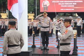 Wakapolres Pimpin Upacara Hari Kesadaran Nasional Februari 2026 di Polres Subang