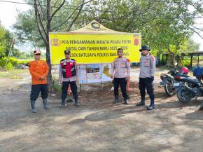 Upaya Giat Pengamanan Wisata dalam Rangka Operasi Kewilayahan Terpusat Lilin Lodaya Tahun 2025/2026 di Objek Wisata Pulau Putri Cikeong Batujaya